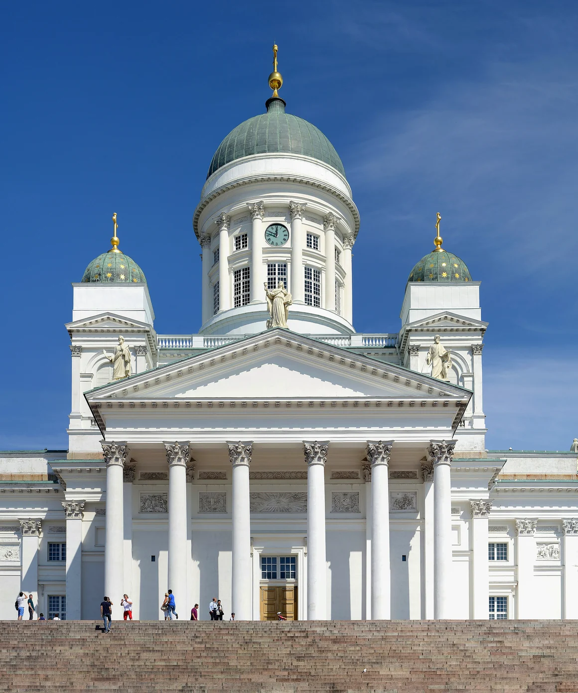 Helsinki Cathedral on Senate Square under a clear summer sky